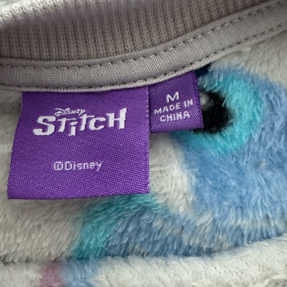Disney Stitch Plush Fleece Top in Light Gray, Blue, Aqua & Purple - Picture 2 of 2